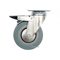 Колесо для тележки резиновое с вращающейся опорой и тормозом VOREL Ø50 x 16 x 72 мм 20 кг Колесо для тележки резиновое с вращающейся опорой и тормозом VOREL Ø50 x 16 x 72 мм 20 кг