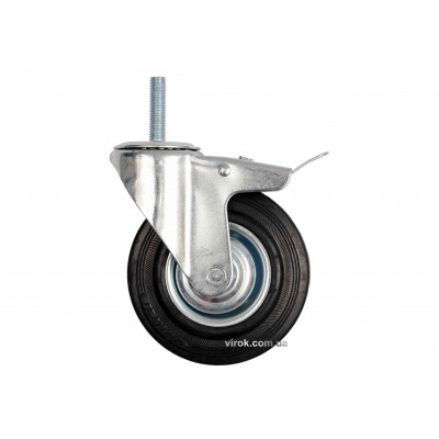 Колесо для тележки со штифтом с вращающейся опорой и тормозом VOREL Ø100 x 26 x 130 мм 60 кг