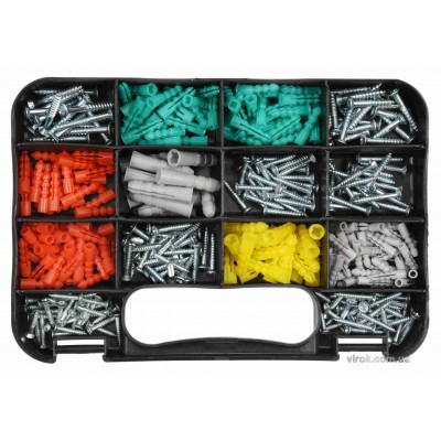 Шурупы оцинкованные и дюбели YATO 350 шт