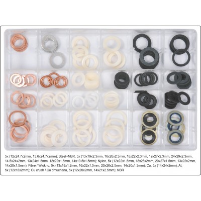 Прокладки для сливных пробок YATO разных размеров, 120 шт.