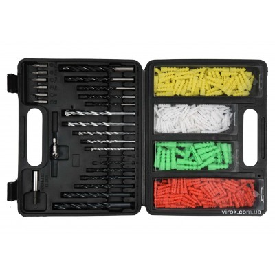 Набор сверл с дюбелями и отверточными насадками VOREL 300 шт