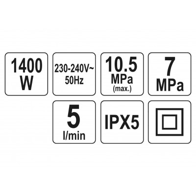 Мойка высокого давления YATO 1400 Вт 10.5 МПа 5 л/мин 5 м