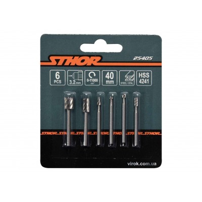 Набор фрез по металлу для минишлифмашины STHOR HSS 3.2 мм 6 шт