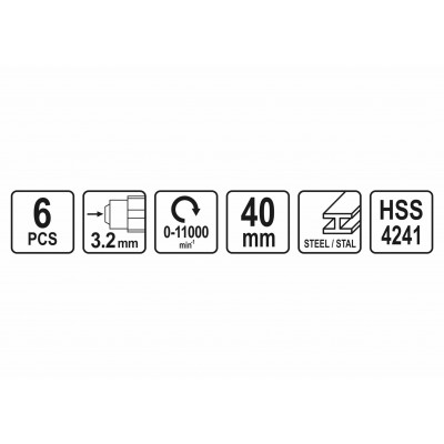 Набор фрез по металлу для минишлифмашины STHOR HSS 3.2 мм 6 шт