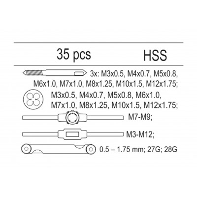Вклад для инструментального шкафа YATO метчики и плашки 35 шт