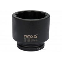 Головка торцевая ударная двенадцатигранная YATO 1" М80 х 100 мм Головка торцевая ударная двенадцатигранная YATO 1" М80 х 100 мм