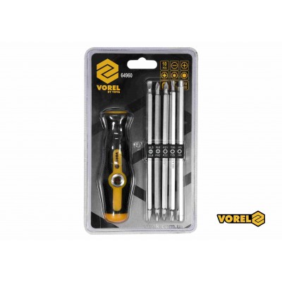 Набор двусторонних отверток с держателем VOREL 175 мм SL PH PZ TORX HEX Cr-V 6 шт