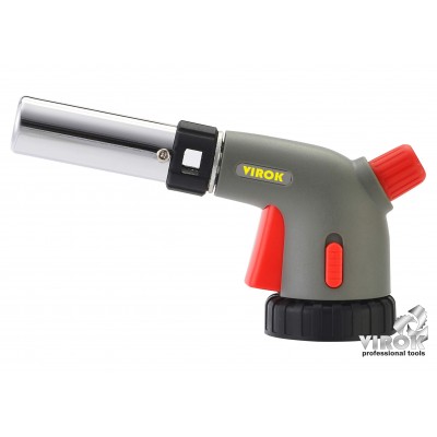 Газовая горелка с пьезозапалом и керамическим соплом VIROK с цанговым соединением и блокировкой Газовая горелка с пьезозапалом и керамическим соплом VIROK с цанговым соединением и блокировкой