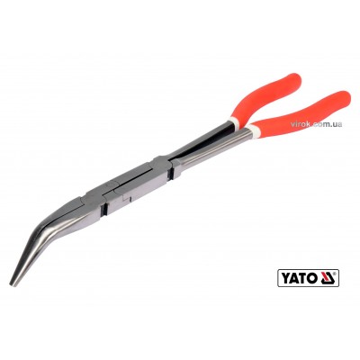 Щипцы изогнутые под 45° удлиненные с 2 шарнирами YATO 330 мм HRC 50 Cr-V
