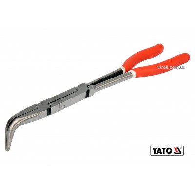 Щипцы изогнутые под 90° удлиненные с 2 шарнирами YATO 330 мм HRC 50 Cr-V