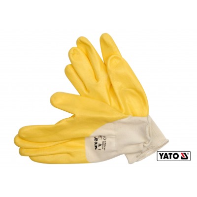 Перчатки рабочие трикотажные покрыты нейлоном желтые YATO размер 10
