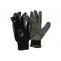 Перчатки TRIDENT трикотажные хлопковые серые 10 класс покрытые рифленным латексом