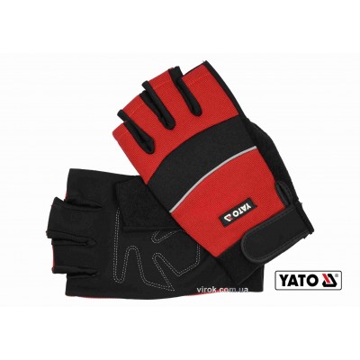 Перчатки рабочие с открытыми пальцами YATO искуственная кожа + синтетика размер 10