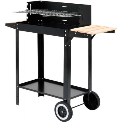 Гриль прямоугольный угольный LUND 99592 (48х26 см, на 4 ножках, с 2 колесами, с деревянной полкой)