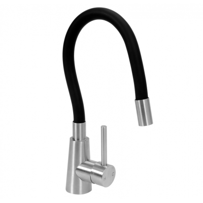 Смеситель для кухни с гибкой черной воронкой FALA FLEXIBLE STEELY 75729