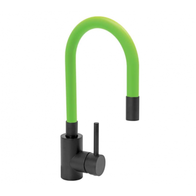 Смеситель для кухни с гибкой зеленой воронкой FALA BLACK FLEXIBLE 75779