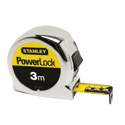 Рулетка STANLEY "Powerlock" : L= 3 x 19 мм. сталева стрічка, хромов. корпус