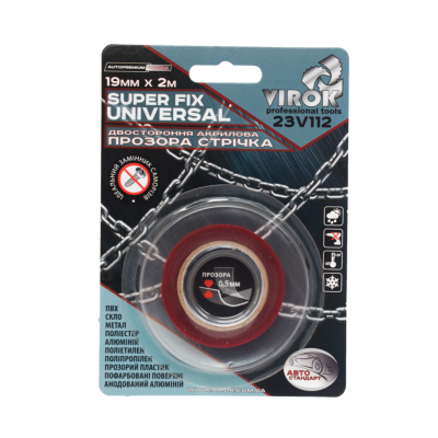 Стрічка 2-стороння акрилова VIROK Super Fix Universal: 19 мм х 2 м