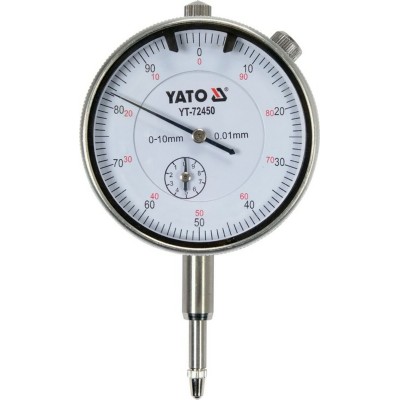 Цифеблатный индикатор YATO YT-72450 в пределах до 10 мм, точность - 0,01мм