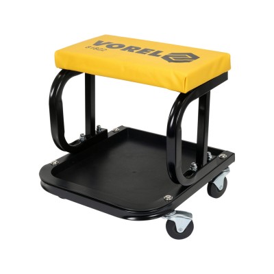 Табурет на 4 колесах VOREL 81822 (с полкой для инструментов, нагруз. - 115 кг, седло - 355x 195x 40 мм)