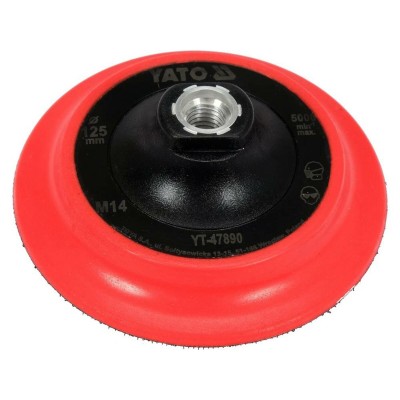 Диск крепежный опорный с липучкой для полировки YaTo YT-47890 (Ø=125мм, t=20мм с резьбовым креплением М14)