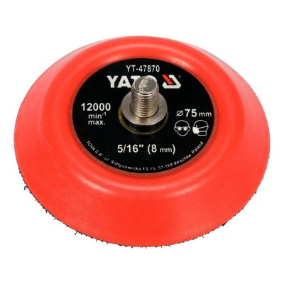 Диск крепежный опорный с липучкой для полировки YATO YT-47870 (Ø= 75 мм из винтов шпинделем Ø= 5/16" (8 мм))