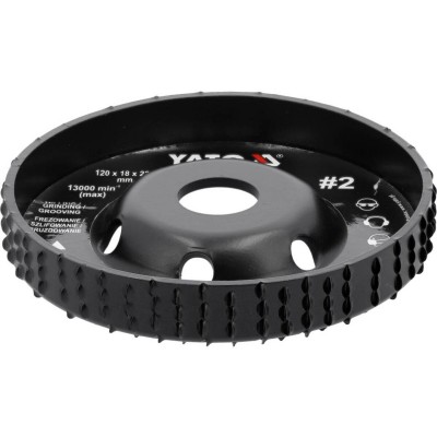 Диск-фреза выпуклый к КШМ YATO YT-59185 по дереву, шпатлевке, гипсу; Ø=120/22.2 мм, t= 18 мм шероховатость № 2