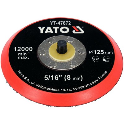 Диск крепежный опорный с липучкой для полировки YATO YT-47872 (Ø= 125мм из винтов шпинделем Ø= 5/16" (8 мм))