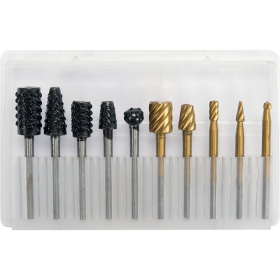 Фрезы разной формы к минишлифмашинкам YATO YT-61730, (Ø=2-16 мм, l=40 мм со шпинделем Ø=3,2 мм, 10шт.)