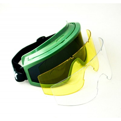 Очки защитные VIROK 82V110 (поликарбонат, ХАКИ, закрытые, три линзы, покрытие от запотевания и царапин)