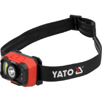 Фонарь на лоб диодный YaTo YT-085941 (Li-Po аккумулятор 3,7 В, 1,2 АГод, 3 режима на расстояние 35/60/87)