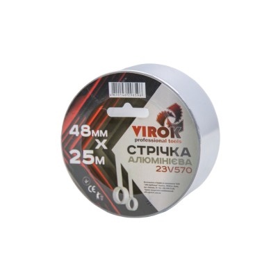 Лента алюминиевая клейкая VIROK 23V570 (48мм х 25м. х 40мкм.)