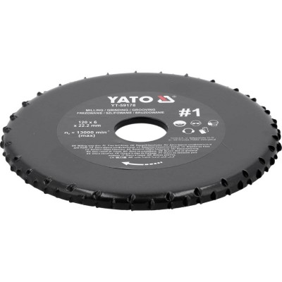 Диск-фреза торцевая к КШМ YATO YT-59178 по дереву, шпатлевке, гипсу; Ø=120/22.2 мм, t= 6 мм шероховатый №1