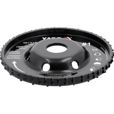 Диск-фреза выпуклый к КШМ YATO YT-59182 по дереву, шпатлевке, гипсу; Ø=120/22.2 мм, t= 16/12 мм шероховатый №1