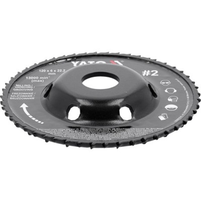 Диск-фреза выпуклый к КШМ YATO YT-59181 (по дереву, шпатлевке, гипсу; Ø=120/22.2 мм, t= 16/6мм шероховатый №2)