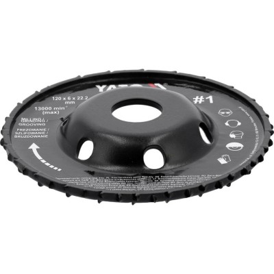 Диск-фреза выпуклый к КШМ YATO YT-59180 по дереву, шпатлевке, гипсу; Ø=120/22.2 мм, t= 16/6мм шероховатый №1