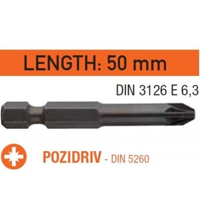 Насадка викруткова USH Industry : Pozidriv PZ1 x 50 мм. подовжена, Уп. 10 шт. Насадка викруткова USH Industry : Pozidriv PZ1 x 50 мм. подовжена, Уп. 10 шт.