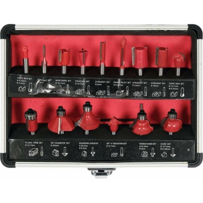 Фрези по дереву YATO зі шпинделем Ø 6 мм, Ø= 3-32 мм, 15 шт Фрези по дереву YATO зі шпинделем Ø 6 мм, Ø= 3-32 мм, 15 шт