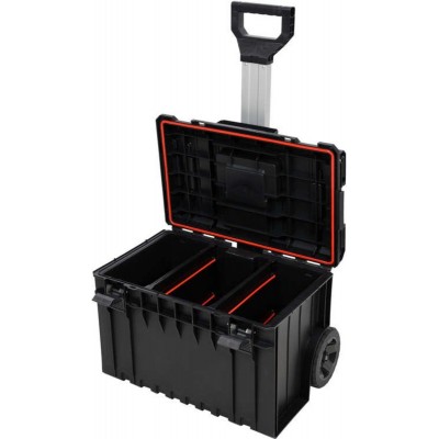 Ящик для інструментів 1 секція YATO на 2-х колесах, 585х425х410 мм, з пластика, висувна ручка