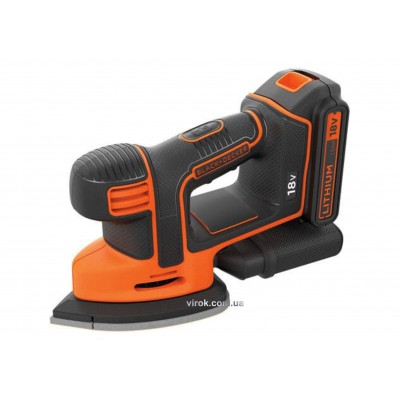 Вибрационная аккумуляторная шлифмашина Black+Decker Li-Ion 18 В